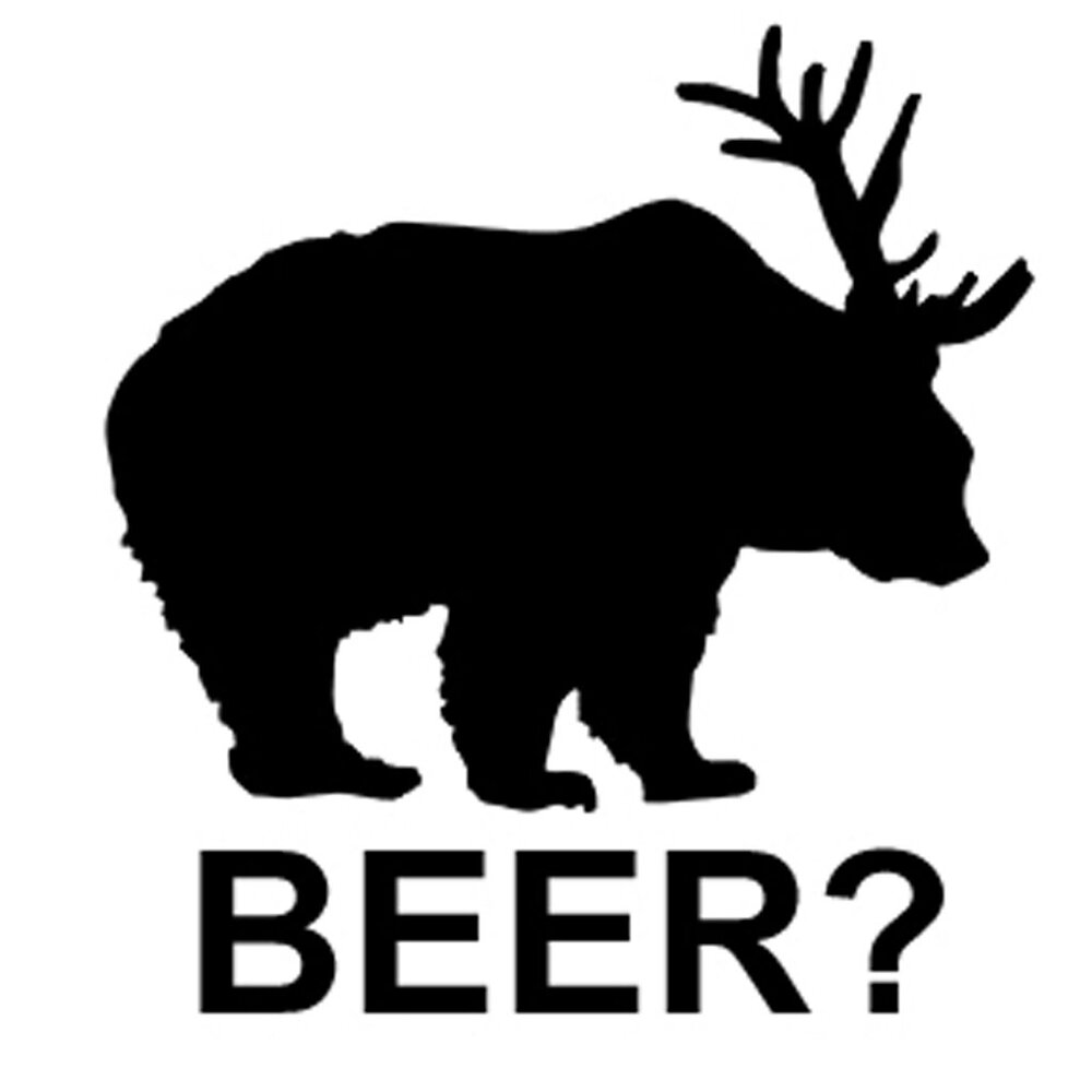 Beer Bear Vinyl Decal Funny 5" White  This decal is a die cut vinyl decal.
